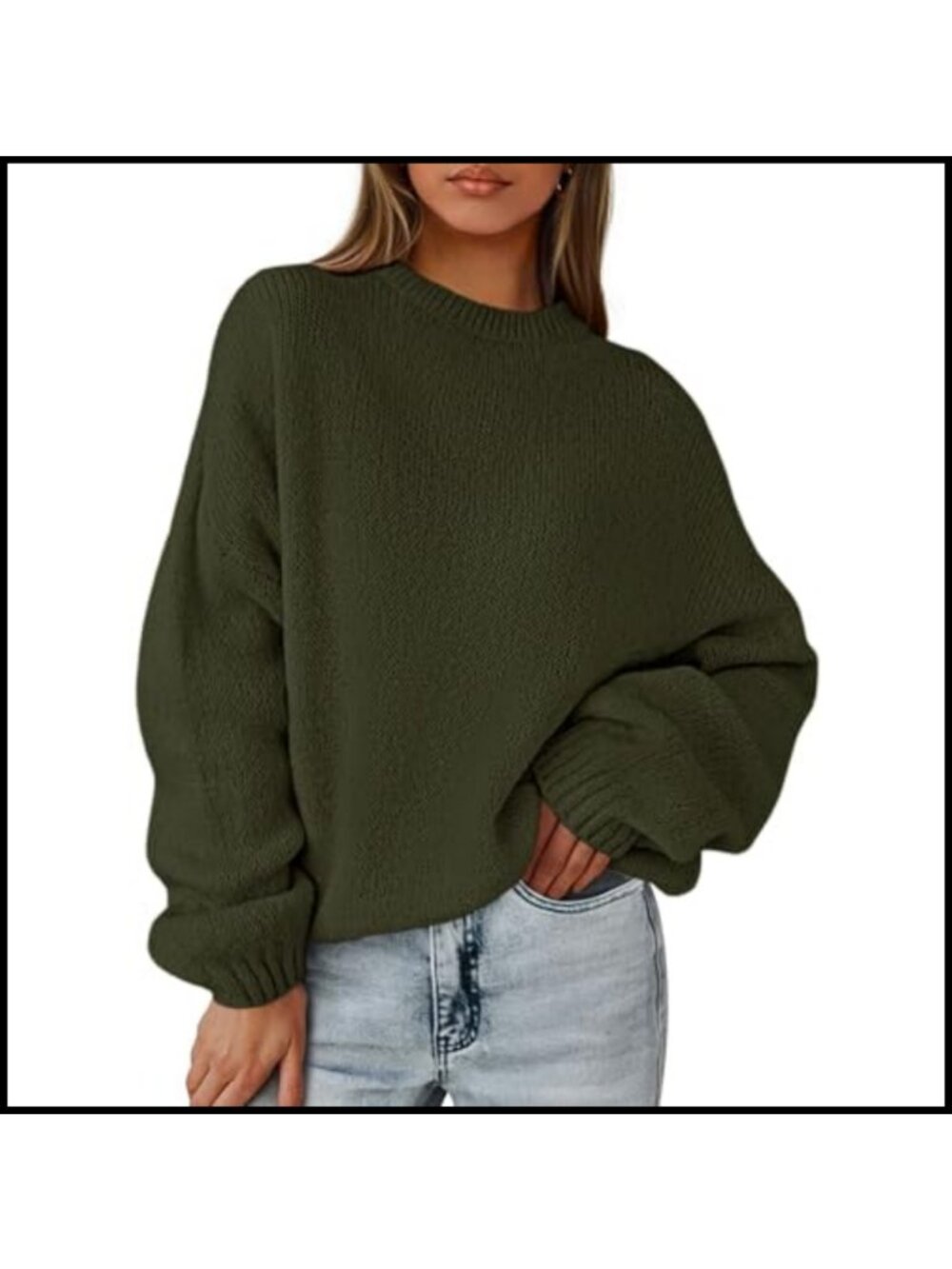 Women's Chunky Knit Oversized Pullover Sweater Crew Neck Long Sleeve Fall Winter